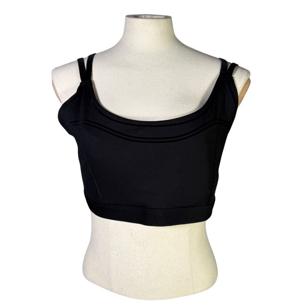 OFFLINE By Aerie Black Goals Velvet Trim Sports Bra XXL Adj. Waist Hook Closure